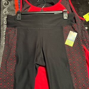 Two piece red/black exercise outfit-Womens